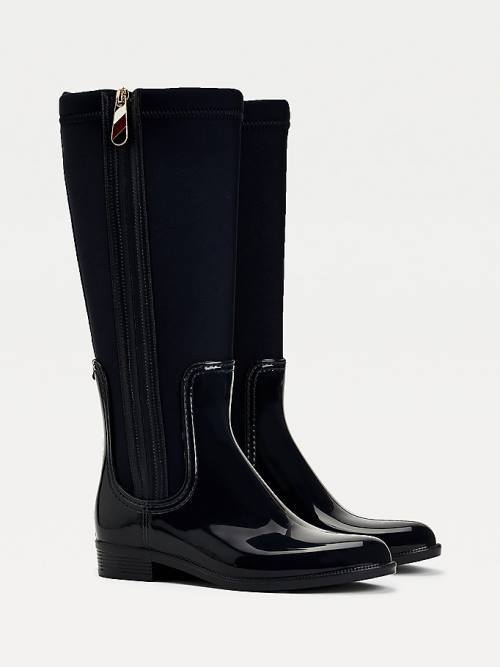 Tommy Hilfiger Signature Contrast Panel Long Rainboots Bakancs Női Kék | TH984GJK