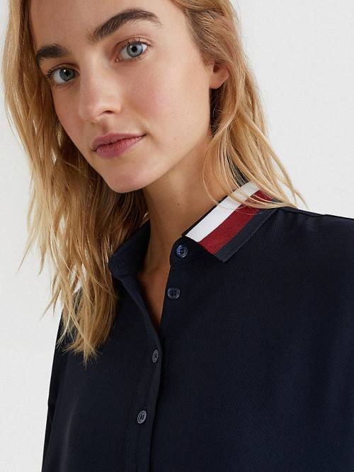 Tommy Hilfiger Signature Detail Crepe Shift Ruha Női Kék | TH829RET