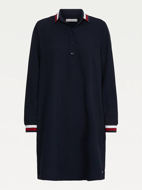 Tommy Hilfiger Signature Detail Crepe Shift Ruha Női Kék | TH829RET