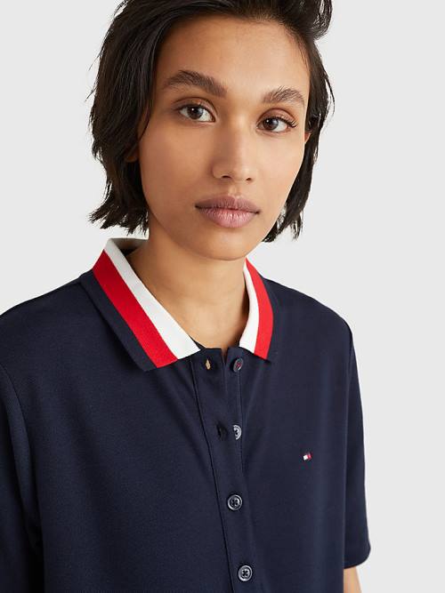 Tommy Hilfiger Signature Detail Half-Sleeve Póló Női Kék | TH841NVT