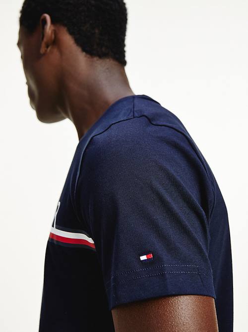 Tommy Hilfiger Signature Detail Organic Pamut Póló Férfi Kék | TH654GRS