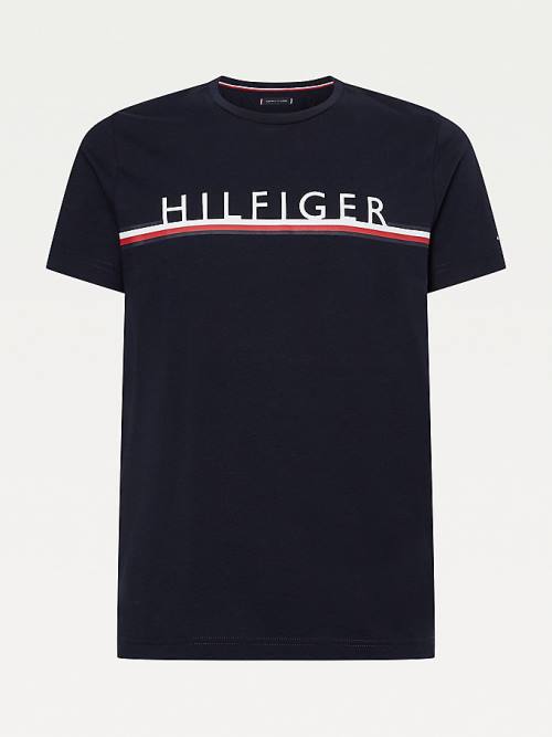 Tommy Hilfiger Signature Detail Organic Pamut Póló Férfi Kék | TH654GRS