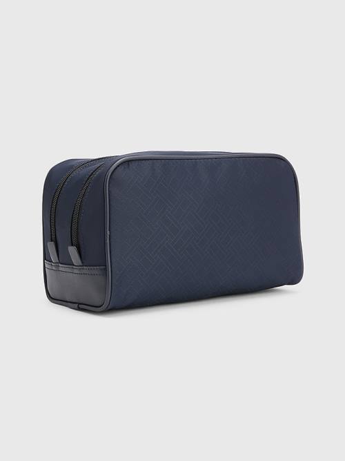 Tommy Hilfiger Signature Double Washbag Táska Férfi Kék | TH240ZJC