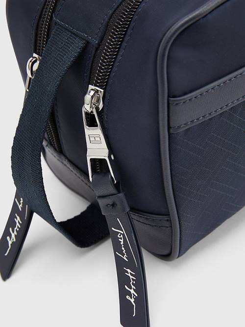 Tommy Hilfiger Signature Double Washbag Táska Férfi Kék | TH240ZJC