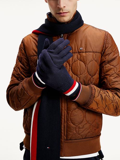 Tommy Hilfiger Signature Fine Knit Wool Gloves Kalap Férfi Kék | TH254LVT