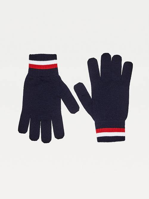 Tommy Hilfiger Signature Fine Knit Wool Gloves Kalap Férfi Kék | TH254LVT