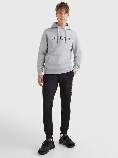 Tommy Hilfiger Signature Flex Fleece Logo Kapucnis Pulóver Férfi Szürke | TH345LIJ