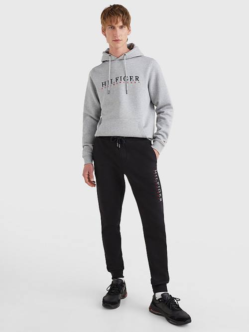 Tommy Hilfiger Signature Leg Logo Joggers Nadrág Férfi Fekete | TH590YML