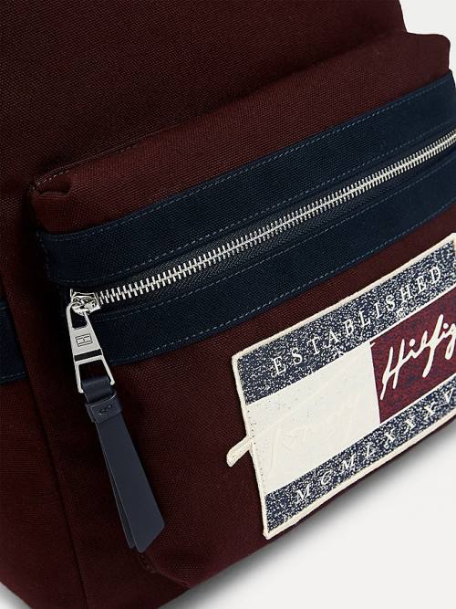 Tommy Hilfiger Signature Logo Backpack Táska Férfi Piros | TH014ISG