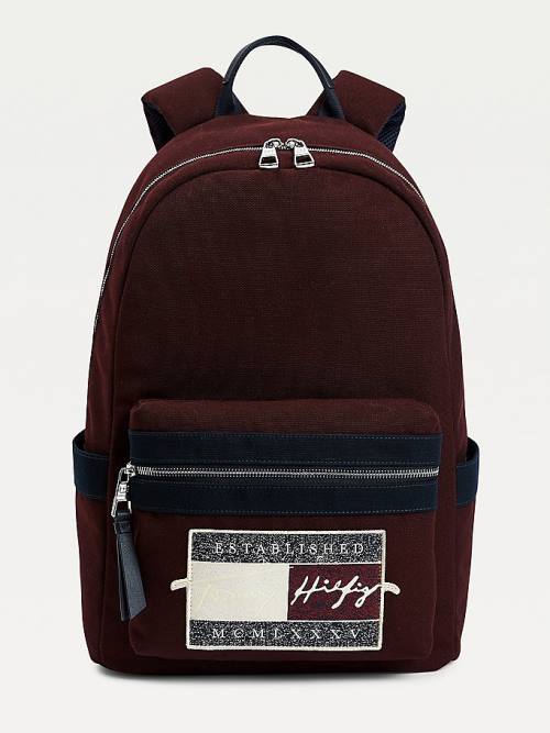 Tommy Hilfiger Signature Logo Backpack Táska Férfi Piros | TH014ISG