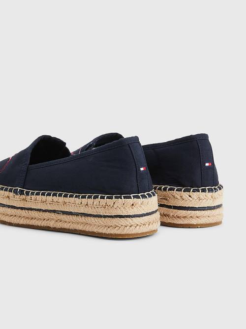 Tommy Hilfiger Signature Logo Espadrilles Loafer Cipő Női Kék | TH420OSA