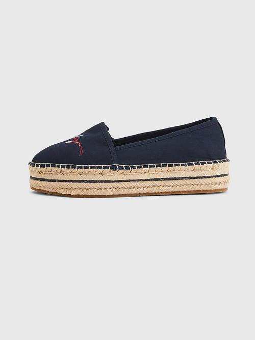 Tommy Hilfiger Signature Logo Espadrilles Loafer Cipő Női Kék | TH420OSA