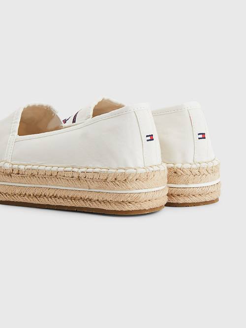 Tommy Hilfiger Signature Logo Espadrilles Loafer Cipő Női Fehér | TH860WCO