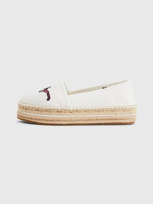 Tommy Hilfiger Signature Logo Espadrilles Loafer Cipő Női Fehér | TH860WCO