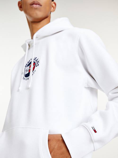 Tommy Hilfiger Signature Logo Kapucnis Pulóver Férfi Fehér | TH726QTK