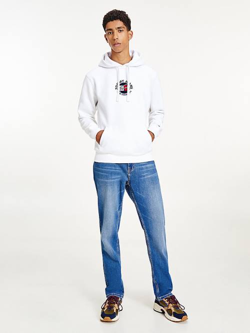 Tommy Hilfiger Signature Logo Kapucnis Pulóver Férfi Fehér | TH726QTK