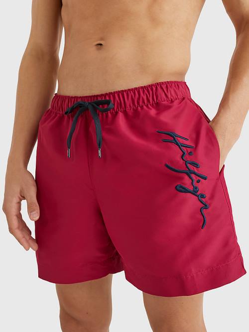 Tommy Hilfiger Signature Logo Mid Length Shorts Fürdőruha Férfi Rózsaszín | TH925ZKL