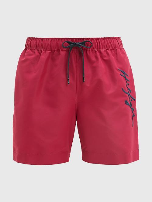 Tommy Hilfiger Signature Logo Mid Length Shorts Fürdőruha Férfi Rózsaszín | TH925ZKL