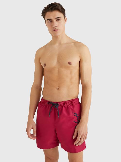 Tommy Hilfiger Signature Logo Mid Length Shorts Fürdőruha Férfi Rózsaszín | TH925ZKL