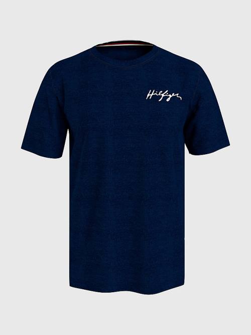 Tommy Hilfiger Signature Logo Organic Pamut Fürdőruha Férfi Kék | TH072XHP