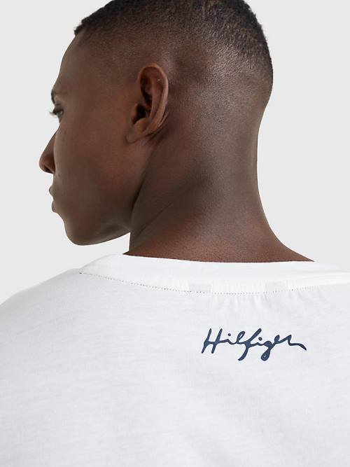 Tommy Hilfiger Signature Logo Organic Pamut Fürdőruha Férfi Fehér | TH849EVF