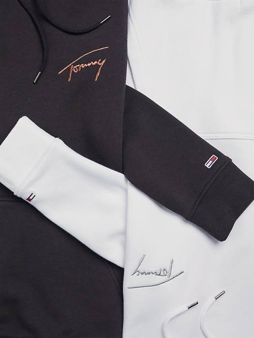 Tommy Hilfiger Signature Logo Oversized Kapucnis Pulóver Női Fehér | TH483JEK