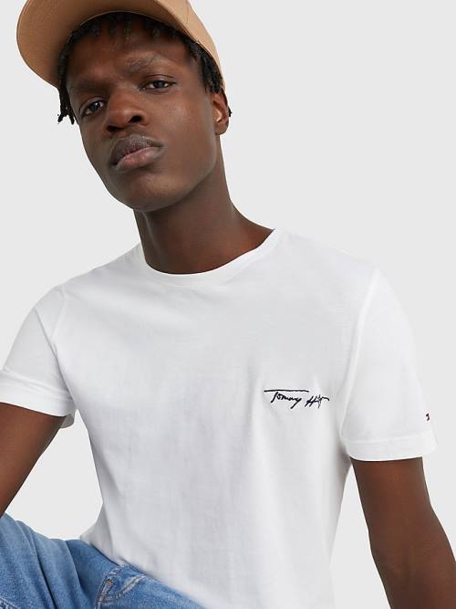 Tommy Hilfiger Signature Logo Póló Férfi Fehér | TH745AOR