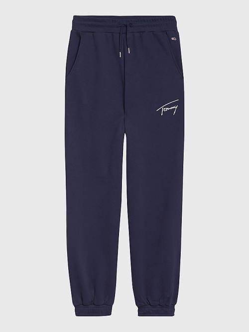 Tommy Hilfiger Signature Logo Recycled Jersey Joggers Nadrág Női Kék | TH016LSF