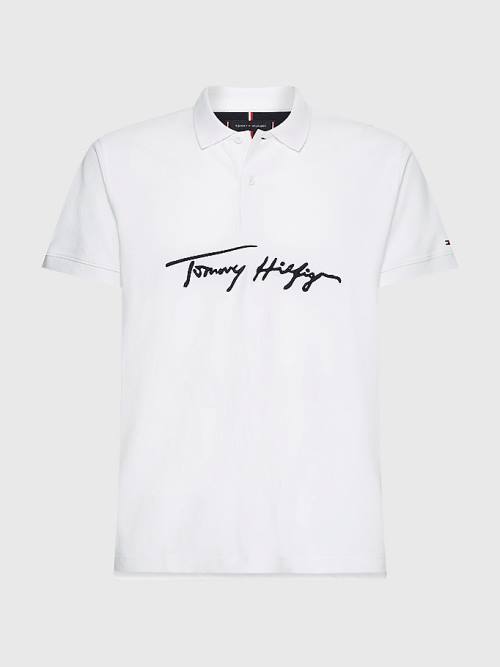 Tommy Hilfiger Signature Logo Regular Fit Póló Férfi Fehér | TH645AYJ