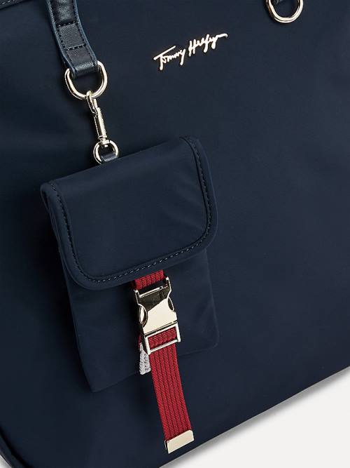 Tommy Hilfiger Signature Logo Tote Táska Női Kék | TH368OTA