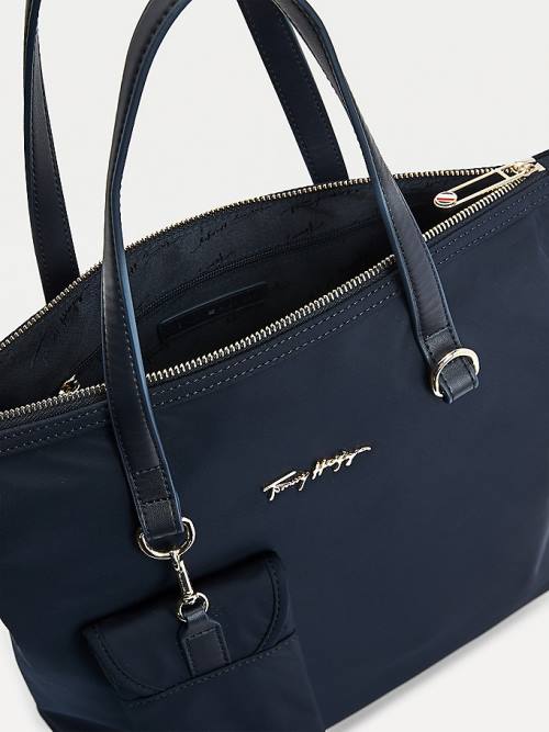 Tommy Hilfiger Signature Logo Tote Táska Női Kék | TH368OTA