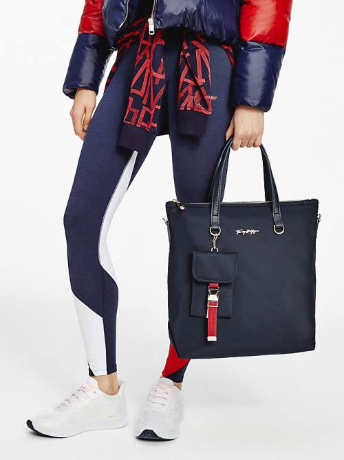 Tommy Hilfiger Signature Logo Tote Táska Női Kék | TH368OTA