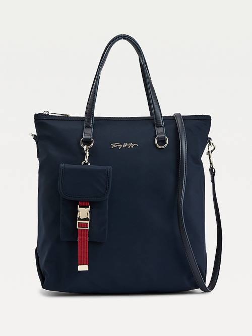 Tommy Hilfiger Signature Logo Tote Táska Női Kék | TH368OTA