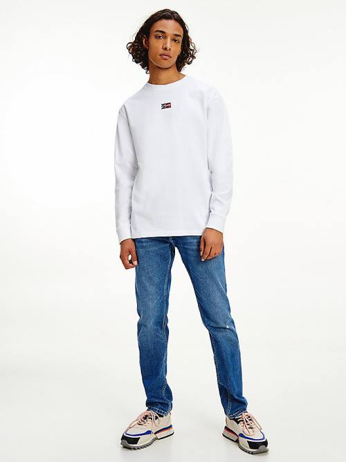 Tommy Hilfiger Signature Long Sleeve Póló Férfi Fehér | TH372BOA