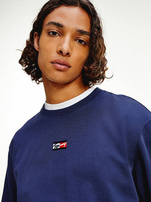 Tommy Hilfiger Signature Long Sleeve Póló Férfi Kék | TH405YET