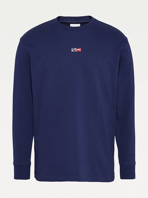 Tommy Hilfiger Signature Long Sleeve Póló Férfi Kék | TH405YET