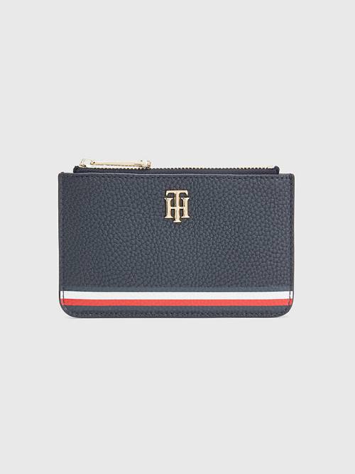 Tommy Hilfiger Signature Monogram Card Holder Pénztárca Női Kék | TH917GEN