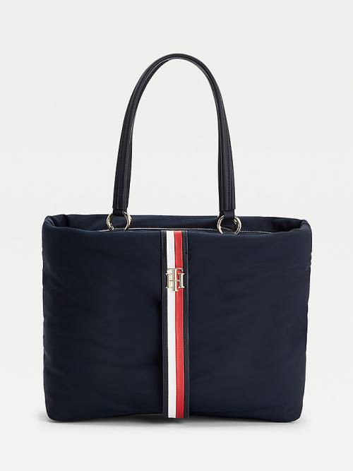 Tommy Hilfiger Signature Monogram Tote Táska Női Kék | TH069GMT