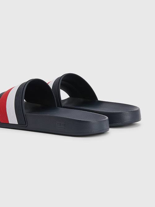 Tommy Hilfiger Signature Pool Slides Szandál Férfi Kék | TH406LGK