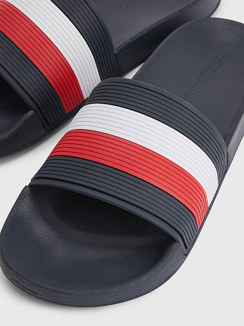 Tommy Hilfiger Signature Pool Slides Szandál Férfi Kék | TH406LGK