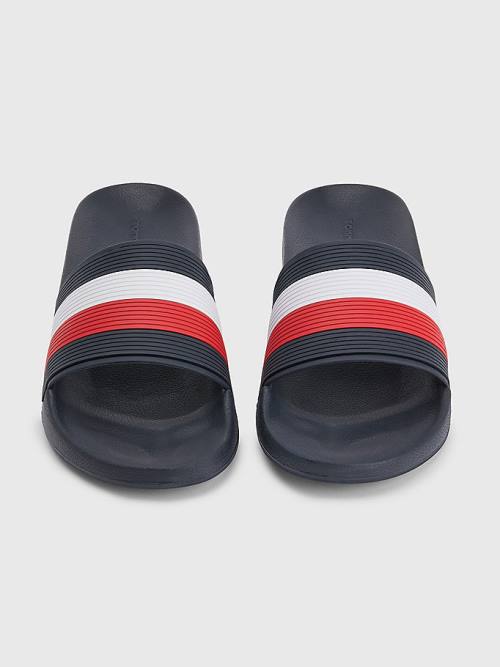 Tommy Hilfiger Signature Pool Slides Szandál Férfi Kék | TH406LGK