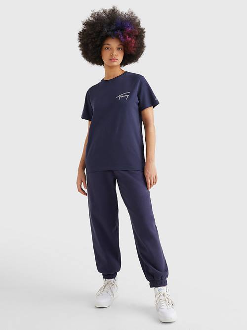 Tommy Hilfiger Signature Relaxed Fit Póló Női Kék | TH761TQH