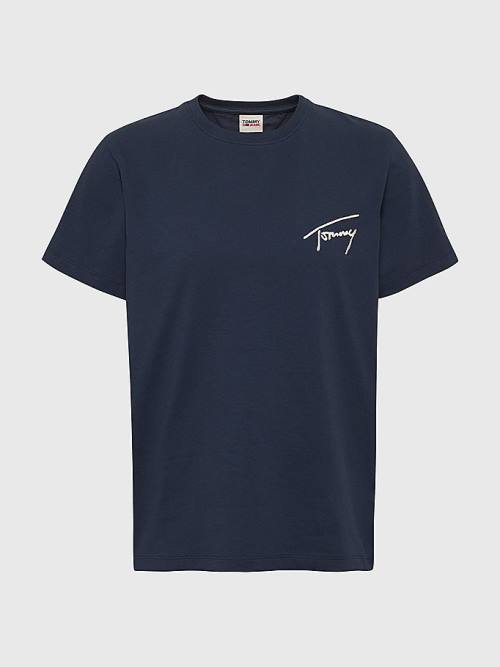 Tommy Hilfiger Signature Relaxed Fit Póló Női Kék | TH761TQH