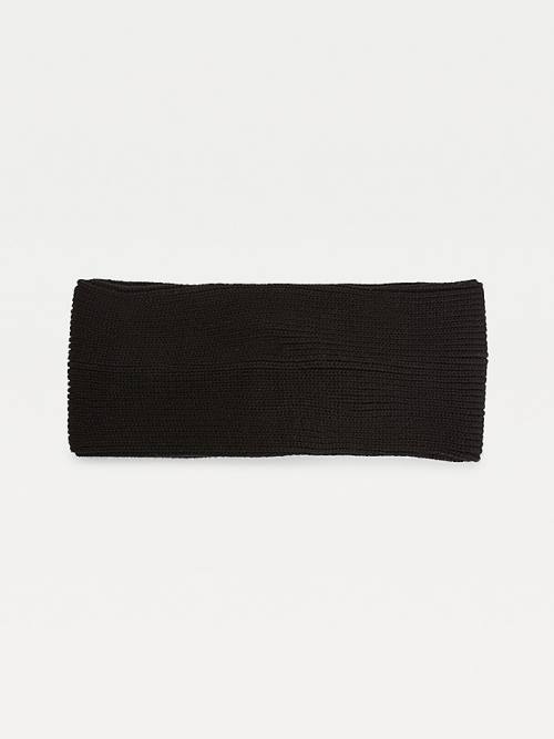 Tommy Hilfiger Signature Rib Knit Twist Headband Kalap Női Fekete | TH305OXL