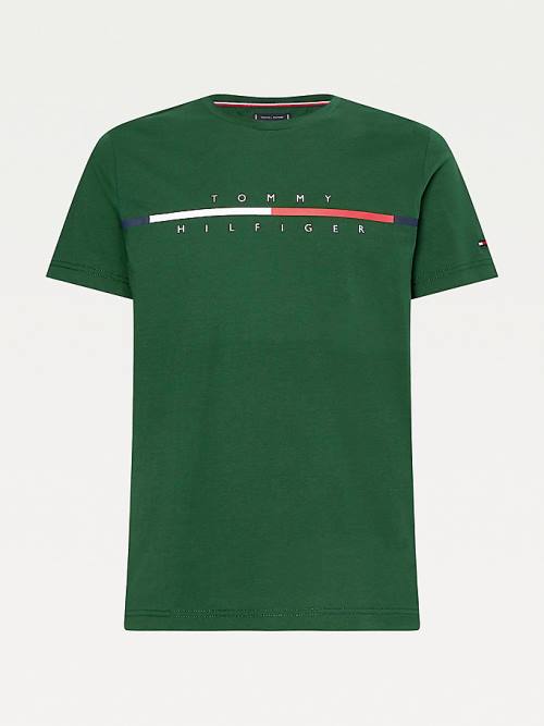 Tommy Hilfiger Signature Split Logo Póló Férfi Zöld | TH406QND