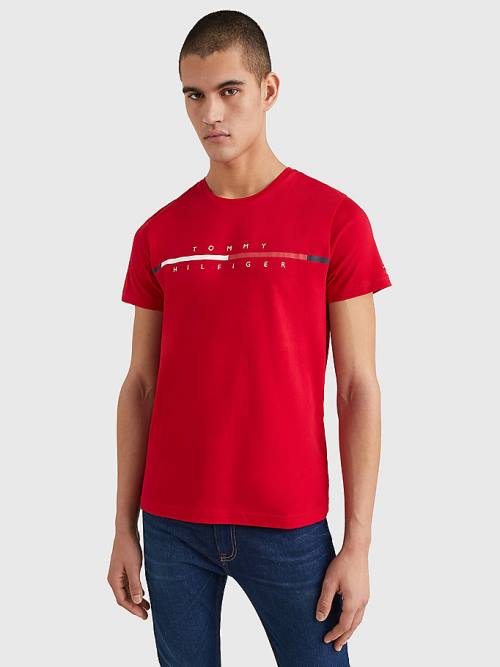 Tommy Hilfiger Signature Split Logo Póló Férfi Piros | TH803MDS