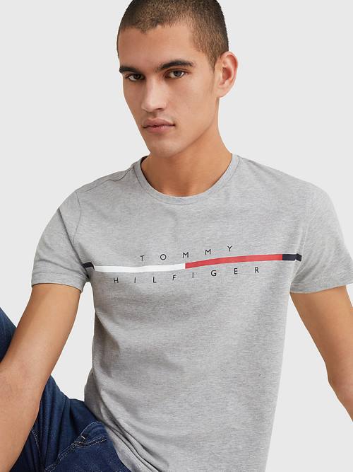 Tommy Hilfiger Signature Split Logo Póló Férfi Szürke | TH920AEN