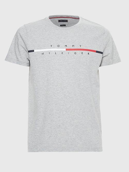 Tommy Hilfiger Signature Split Logo Póló Férfi Szürke | TH920AEN