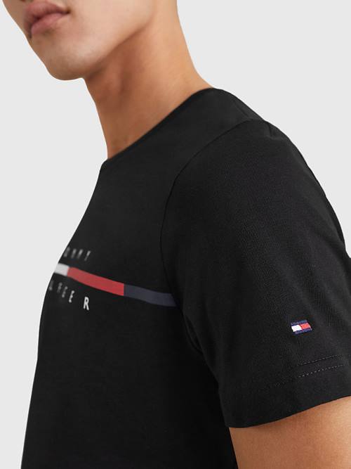 Tommy Hilfiger Signature Split Logo Póló Férfi Fekete | TH925YKE