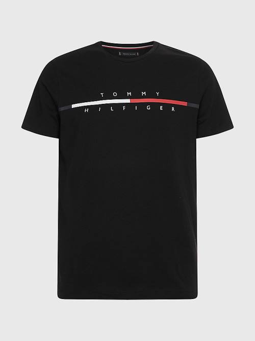 Tommy Hilfiger Signature Split Logo Póló Férfi Fekete | TH925YKE